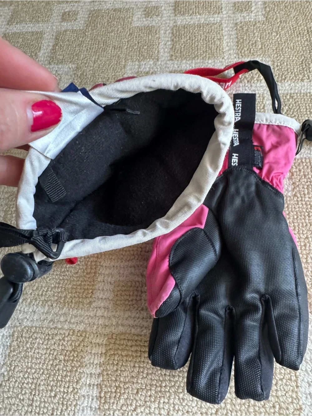 Hestra Gauntlet CZone Jr Waterproof Ski Gloves Pink Black Girls Size 4